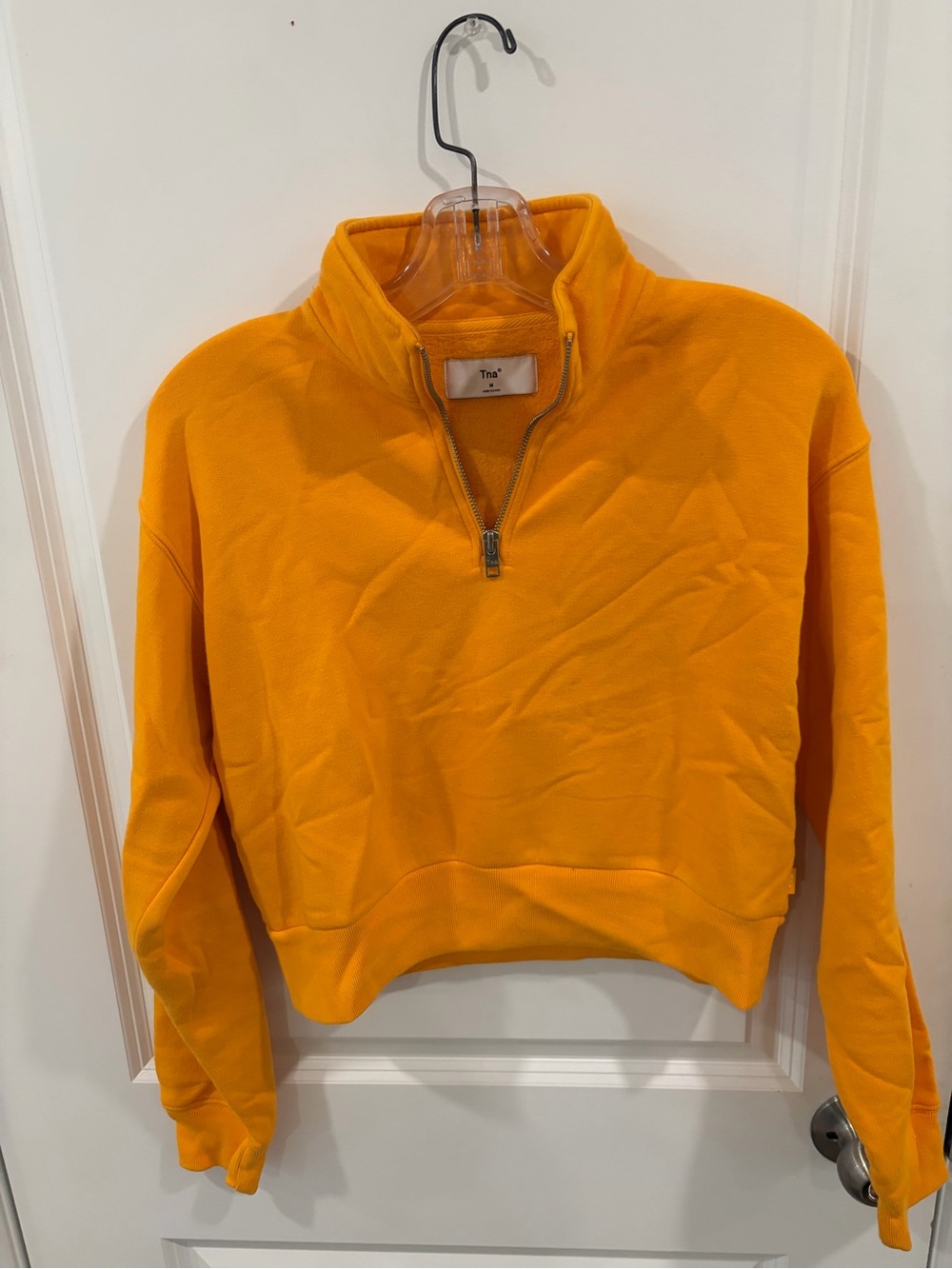 TNA Yellow Cropped Quarter-Zip Sweatshirt